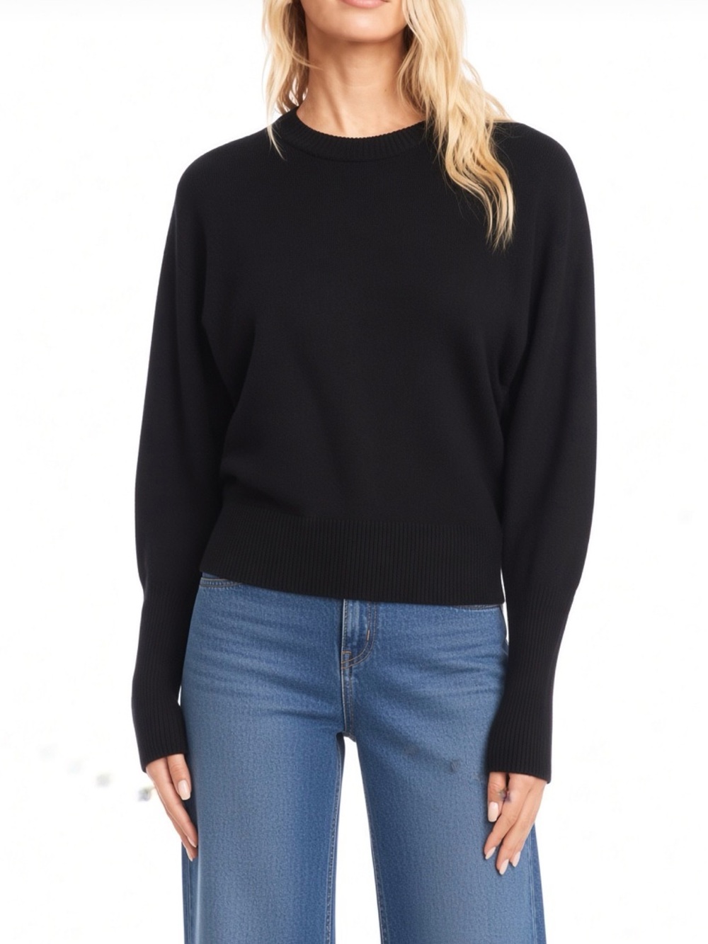 Karen Kane Dolman Sleeve Sweater Cozy Black Sz XL